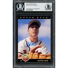 Considering chipper jones' injury history and his yearly struggle later in his career to play 140 games, is the name of this forecast intended or a. Chipper Jones Autographed 1993 Upper Deck Rookie Card 24 Atlanta Braves Beckett Bas 13020629