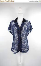 Vintage Victorias Secret Navy Blue Lace Floral Flower Print Blue Lace Clothes Print Buttons