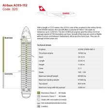 Swiss Air Airlines Airbus A319 Aircraft Seating Chart