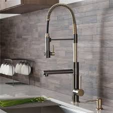 Peerless p299305lf there are four finishes in the collection, from chrome and spot resist stainless to matte black and this faucet comes with two spray options: Kraus Artec Pro Pull Down Kitchen Faucet Single Handle Black Stainless Brushed Gold Kpf 1603sbbg Rona