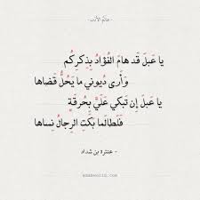 شعر عنترة بن شداد يا عبل قد هام الفؤاد بذكركم عالم الأدب Arabic Poetry Poetry Math
