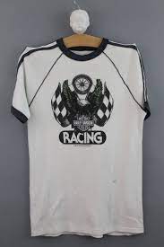 Harley Davidson Vintage Tshirt Paper Thin Soft Comfy Worn 80s Racing White Shirt Ringer Tee Top Harley Motorcycle Logo Rare Harley Davidson Motorcycles Harley Davidson Roadster Harley Davidson Quotes