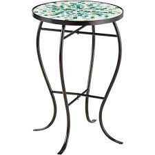 The umbrella place to hold and the functional. Teal Island Designs Aqua Mosaic Black Iron Outdoor Accent Table Target