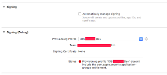 Provisioning Profile Doesn T Include The Com Apple Security Application Groups Entitlement Stack Overflow