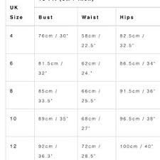 Uk 6 Us 2 See Size Chart Oh Polly Dress Nwt