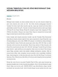 See full list on scribd.com Kesan Tamadun Cina Ke Atas Masyarakat Dan Negara Malaysia