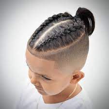 Little Boy Side Braids Small Ponytail Undercut Black Hair Braids Hairstyles 2019 White Backgrou Braided Hairstyles Mens Braids Hairstyles Boy Braids Hairstyles