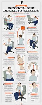 10 Essential Desk Exercises For Designers Desk Workout Workout For Beginners Exercise