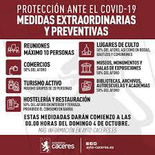Limitación de la libertad de circulación de las personas en extremadura, durante la franja horaria. Ayuntamiento De Caceres El Consejo De Gobierno Extraordinario De La Junta De Extremadura Del 2 De Octubre De 2020 Adopto Medidas Especiales De Intervencion Administrativa Que Tienen Un Caracter Especifico Y