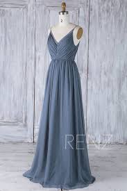 Bridesmaid Dress Steel Blue Backless Simple Wedding Dress Long Etsy Chiffon Dress Long Lace Maxi Dress Etsy Wedding Dress
