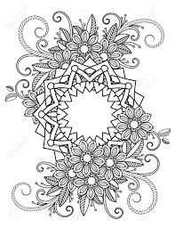 12 adult coloring books to help you relax, reduce stress, and pass the in the garden coloring book has perforated pages so you can remove and frame pages. Floral Mandala Pattern In Black And White Adult Coloring Book Page With Flowers And Mandalas Oriental Pattern Vintage Decorative Elements Hand Drawn Vector Illustration Royalty Free Cliparts Vectors And Stock Illustration Image