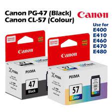 Cable, power cord, manual, printer, cd, canon ink cartridge. Canon Pg47 Cl57 Pg 47 Cl 57 Pg 47 Cl 57 Black Ink Color Ink Cartridge For Canon E400 E410 E470 Shopee Malaysia