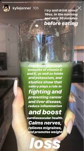 Kylie Jenner Just Posted Her Entire Diet Routine On Instagram And It Turns Out She S Celery Juicing Like The Rest Of Us Juice Diet Celery Juice Benefits How To Relieve Migraines