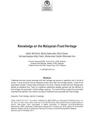 Traditional malaysian food is a delicious food from articles. Pdf Knowledge On The Malaysian Food Heritage