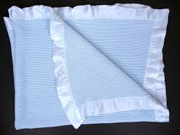 Baby Blanket Thermal Waffle Weave Cotton Blue Satin Trim 46 X 38 Unknown Vneck Shirts Clothes Design Shirts