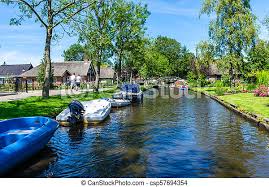 Peat cutting created ponds and lakes. Giethoorn Netherlands View Of Famous Giethoorn Village With Canals And Rustic Thatched Roof Houses The Beautiful Houses Canstock