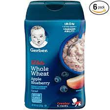 Amazon Com Gerber Baby Cereal Lil Bits Grain Grow Whole Wheat Apple Blueberry 8 Ounce Pack Of 6 Baby