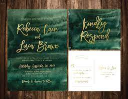 Watercolor Wedding Invitations Green And Gold Watercolor Etsy In 2021 Green Wedding Invitations Green Gold Weddings Watercolor Wedding Invitations Green