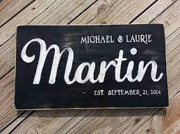 Personalized Family Name Wooden Sign Hand Painted Personal Custom Last Name Sign Rustic Wedding Wal Personalized Wall Art Wedding Wall Decorations Wooden Signs