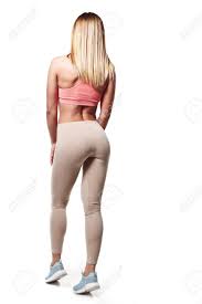 Beautiful Young Girl With A Sports Body And Sporty Booty On A White Studio  Background Stock Photo, Picture and Royalty Free Image. Image 54889571.