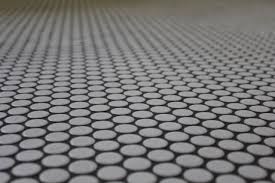 Black And White Penny Tile Floor Bathroom White Penny Tile Floor Black Grout Google Search Penny Tile Penny Tile Floors Flooring