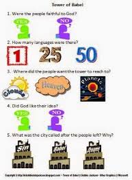 Genesis Worksheets Tower Of Babel Bible Worksheets Kids Church Lessons