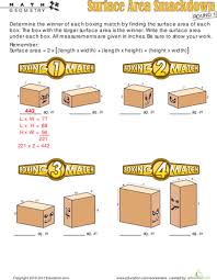 Surface Area Smackdown Round 1 Worksheet Education Com Surface Area Math Strategies Maths Area