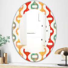 Designart Orange Yellow And Green Shapes Mid Century Mirror Oval Or Round Wall Mirror Red On Sale Overstock 28559068 It can be hung vertically or horizontally; designart orange yellow and green shapes mid century mirror oval or round wall mirror red