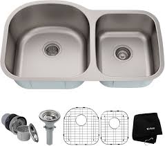 Maybe you would like to learn more about one of these? Kraus Kbu27 35 Inch Undermount 60 40 Double Bowl Kitchen Sink With 16 Gauge Stainless Steel Construction Scratch Resistant Finish Rear Set Drains Stainless Steel Basket Strainer And Bottom Grids