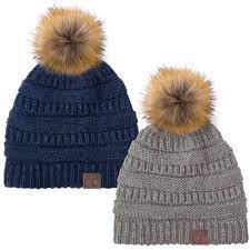 Download this free icon about knit hat with pom pom, and discover more than 12 million professional graphic resources on freepik. C C C C Hat 43 Thick Warm Cap Hat Skully Faux Fur Pom Pom Cable Knit Beanie 2 Pack Lt Melange Navy Walmart Com Walmart Com