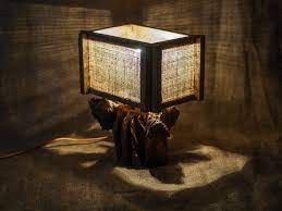 Driftwood Lamp Burlap Lamp Shades Wooden Lamp Rustic Wood Lamp Table Wooden Lamp Desk Light Handcrafted Wood Lamp Unique Wood Lamp Creative Lamp Shades Shabby Chic Lamp Shades Driftwood Lamp