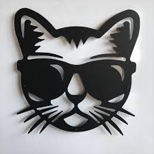 Gozluklu Kedi Figuru Dekoratif Metal Tablo 2020 Tablolar Kedi Metal