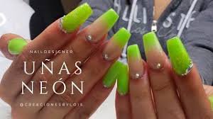 Unas acrilicas verano 2019 modelos para lucir en un dia de. Unas Ombre En Colores Neon Youtube