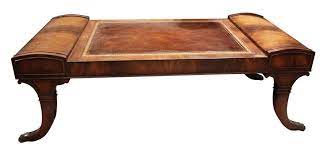 Has 2 small drawers opposite each other. Antique Leather Top Claw Coffee Table Brass Feet Detail Olde Good Things