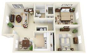 This small and simple house design has two bedrooms and one common toilet and bath. 20 Awesome 3d Apartment Plans With Two Bedrooms Part 2
