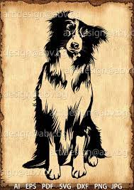 Vector Dog Border Collie Ai Png Pdf Eps Svg Dxf Jpg Etsy In 2021 Animal Stencil Art Border Collie Border Collie Art