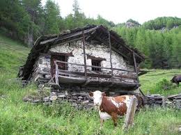 Vieil Alpage Italie Paysage Hiver Montagne Italie Grange Renovee