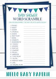 Pin By Hello Baby Paperie On Boy Baby Shower Baby Shower Baby Shower Wording Baby Word Scramble