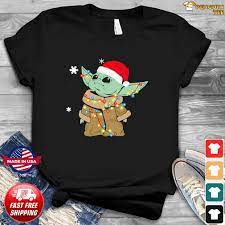 Santa Baby Yoda Merry Christmas Light Sweatshirt Hoodie Sweater Long Sleeve And Tank Top