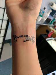 This piece is inspired by my wife and son. You Are My Sunshine Tattoo Font Virginia Sky From Dafonts Com Tattoos For Daughters Sunshine Tattoo Mom Tattoos