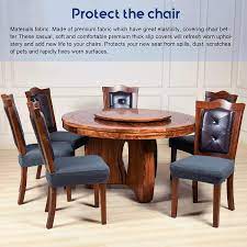These simple dining chair covers follow a basic pattern that uses only three pieces of fabric for each slipcover. Buy Chair Covers For Dining Room Chairs Set Of 6 Dark Grey Stretch Washable Removable Parsons Chair Seat Cover Kitchen Chair Seat Slipcovers Online In Indonesia B08xw1k3w3