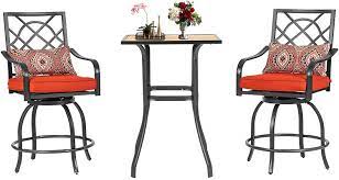 We did not find results for: Buy Patiomore 3 Piece Patio Bar Set Wood Like Tabletop Bar Table Without Umbrella Hole 2 Swivel Bar Stools Outdoor Bar Height Furniture Set With Removable Cushions For Backyards Gardens Or Poolside Online In
