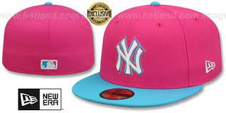 New York Yankees Miami Vice Beetroot Blue Fitted Hat Fitted Hats New Era Logo New Era
