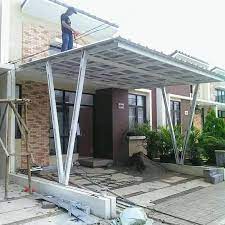 Canopy baja ringan model single standar ini hanya dapat di aplikasikan untuk atap jenis go green, genteng metal dan spandek. Kanopi Baja Ringan Model Terbaru Konstruksi Dan Taman 800200987