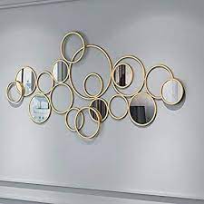 Amazon Com Qinqihwd Metal Wall Art Sculpture Plating Geometric Abstract Pattern And Mirror Decorat In 2021 Diy Wall Art Decor Metal Wall Art Decor Gold Metal Wall Art