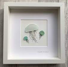 Excited To Share This Item From My Etsy Shop Sea Glass Art Jellyfish Sea Glass Window Art Sea Glass Art Projects Sea Glass Art Diy