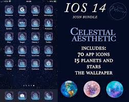 Blue Space Celestial Astrology Aesthetic Iphone Ios14 App Etsy App Icon Homescreen Iphone App