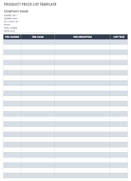 C5008 form with product category 6. Free Price List Templates Smartsheet