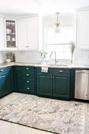 Budget Kitchen Refresh Makeover Reveal Green Kitchen Cabinets Painting Kitchen Cabinets Two Tone Kitchen Cabinets
