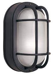 60w 1 Light Black Cast Aluminum 8 5 Inch Oval Bulkhead Outdoor Wall Light Hampton Bay Outdoor Wall Lantern Outdoor Wall Lighting